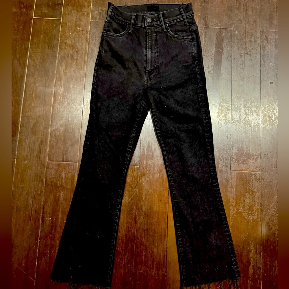 Mother, the hustler ankle fray hem jean size 23, stretch